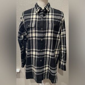 Lauren Ralph Lauren Black Plaid Button Down Shirt Shacket 100% Wool Size Large
